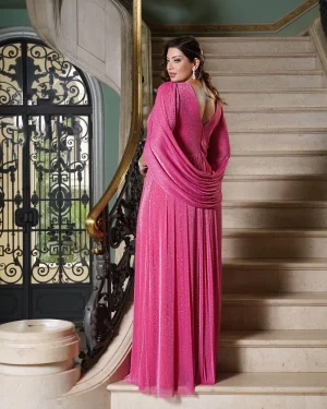 Vestido Plus Size Longo Lurex de Brilho e Capa - Imagem 5
