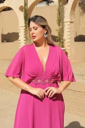 Vestido Plus Size Longo Bordado Cintura - Imagem 3