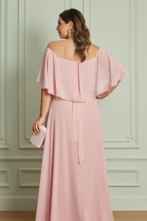 Vestido Plus Size Longo Ombro a Ombro Capa - Imagem 3
