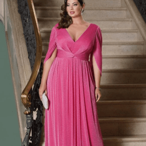 Vestido Plus Size Longo Lurex de Brilho e Capa