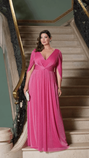Vestido Plus Size Longo Lurex de Brilho e Capa