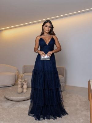 Vestido Longo Tule Alças Finas - Imagem 4