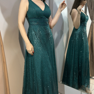 Vestido Longo com Brilho Geométrico