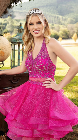 Vestido de Festa Pink Brilhante 2 x1 com Bordado Debutante - Imagem 2