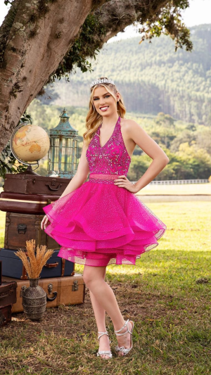 Vestido de Festa Pink Brilhante 2 x1 com Bordado Debutante - Imagem 3