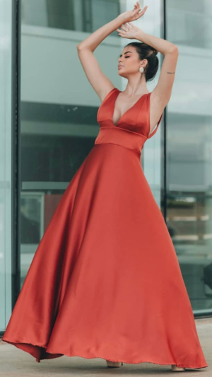 Vestido Longo Zibeline Rodado para Madrinha de Casamento - Imagem 3