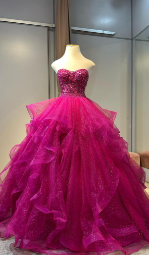 Vestido Curto Pink Tomara que Caia com Pedrarias e Saia de Tule Brilhante para Debutantes - Imagem 3