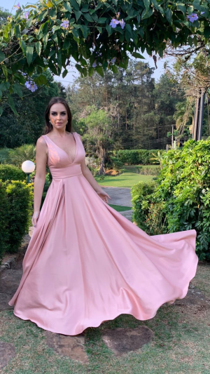 Vestido Longo Zibeline Rodado para Madrinha de Casamento - Imagem 8