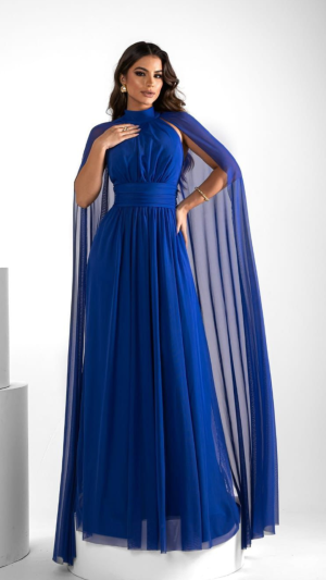 Vestido Longo Rose com Capa em Tule - Imagem 11