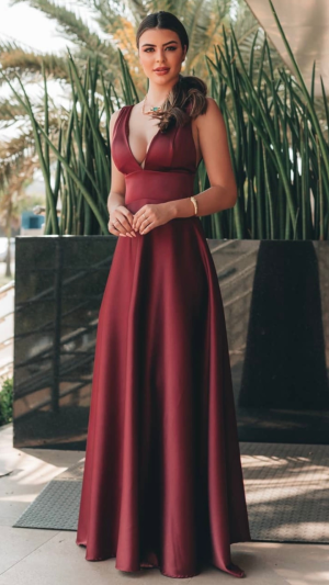 Vestido Longo Zibeline Rodado para Madrinha de Casamento - Imagem 12