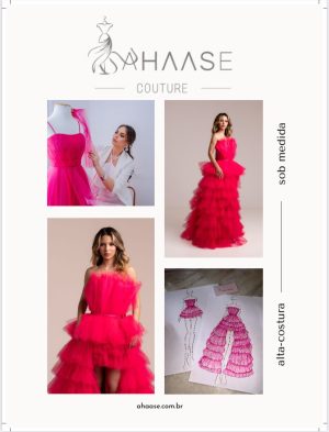 Alta costura RIVIERA ROSA PINK 2 em 1 Tule com Volume para  Debutantes e Ensaios - Imagem 10