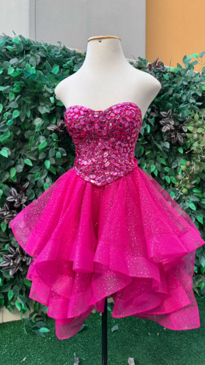 Vestido Longo Pink 2 em 1 com Saia de Tule Removível e Corset Bordado com Pedrarias - Imagem 2