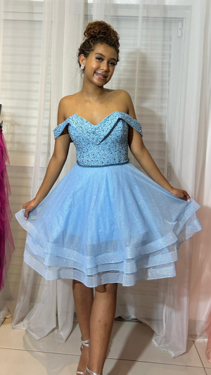 Vestido Azul Princesa Debutante Brilhante 4 em 1 com Bordado e Saia Removível - Imagem 6
