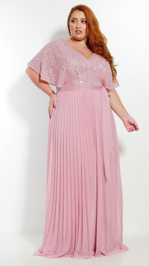 Vestido Plus Size com Paetês e Saia Plissada para Madrinhas, Formandas e Convidadas Especiais - Imagem 5