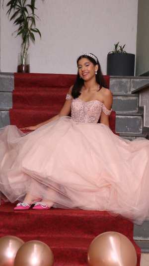 Vestido de Debutante com Corset em Renda e Saia de Tule Rodada com Brilho - Imagem 2