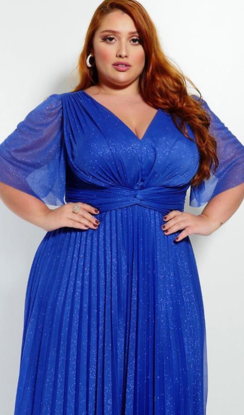 Vestido Azul Royal Plus Size para Madrinha de Casamento