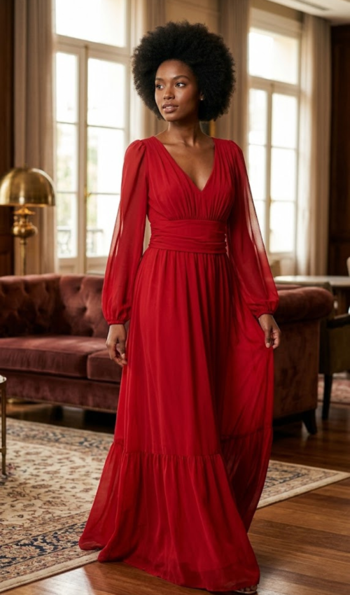 Vestido com manga longa