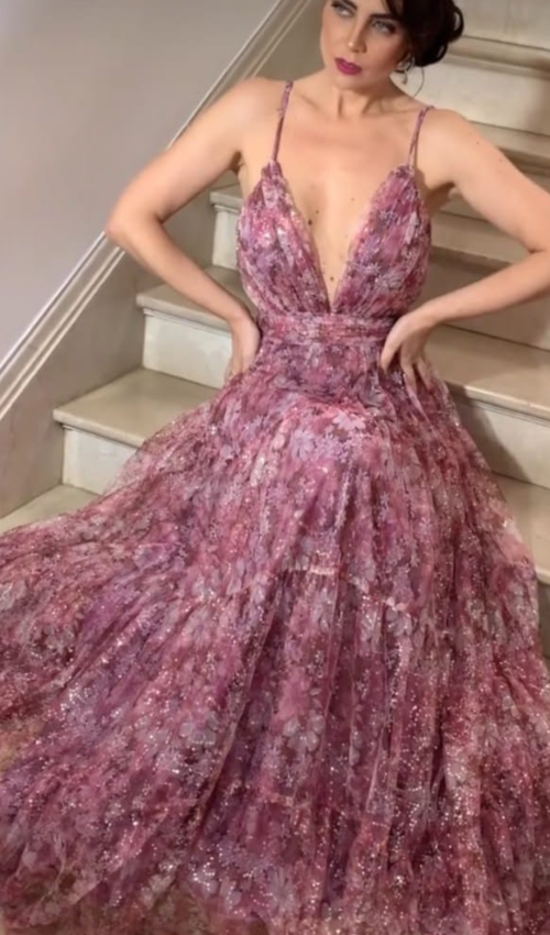 Vestido longo estampado
