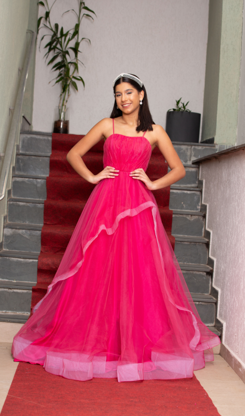 Vestido longo tomara que caia rosa