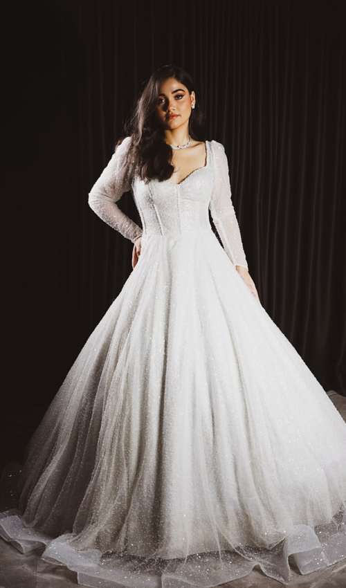 Vestido manga longa deoutante branco