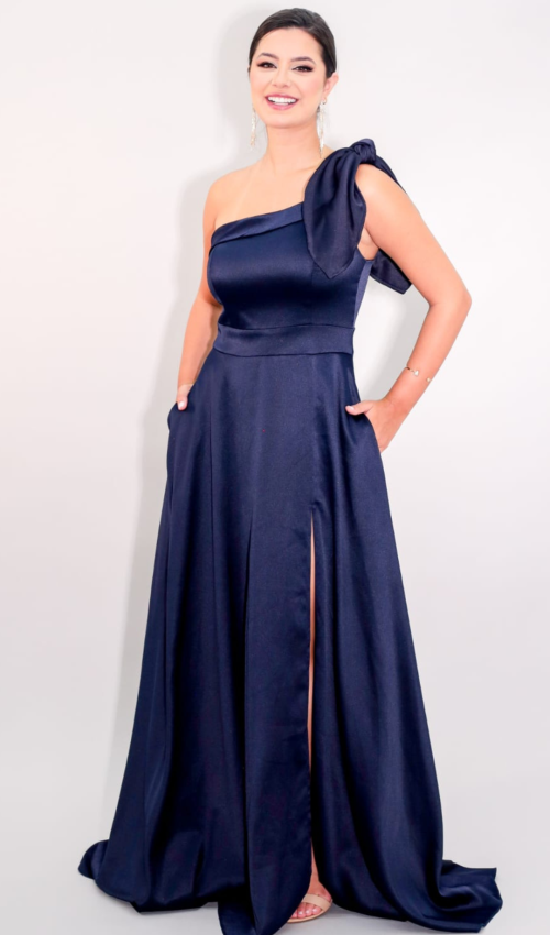 •_Vestido longo elegante para convidadas azul